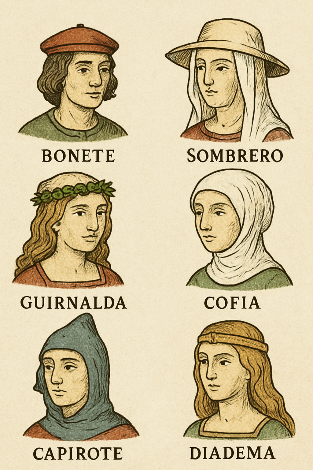 Variedad de Tocados Medievales